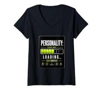 Women's Cool Progress Bar, Introvert Humour, Unique Mind Statement V-Neck T-Shirt
