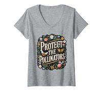 Womens Cool Protect Pollinators Save The Bees Sunflower T- V-Neck T-Shirt