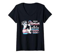 Womens Cool Proud Unbreakable Trans Step Mum Pride LGBT awareness V-Neck T-Shirt