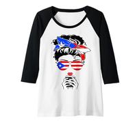 Womens Cool Puerto Rican Coffee Mama Mom Girl Aunt Puerto Rico Flag Raglan Baseball Tee