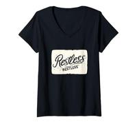 Womens Cool Restless Motto for Boys and Girls V-Neck T-Shirt