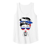 Womens Cool Russian Coffee Mama Mom Girl Sis Aunt Russia Flag Print Tank Top