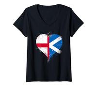 Women's Cool Scotland England Flag for Proud Scottish English Pride V-Neck T-Shirt