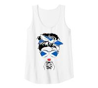 Womens Cool Scottish Coffee Mom Girl Sis Aunt Scotland Flag Print Tank Top