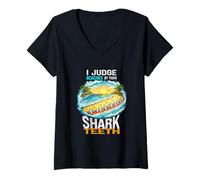 Women's Cool Shark Teeth Finder Coastal Vacation Collecting Design V-Neck T-Shirt