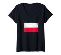 Women's Cool Simple Poland Flag for Proud Polish Fans Pride Roots V-Neck T-Shirt