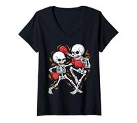 Womens Cool Skeleton Kickboxing Kickboxer Boxing Gifts Men Women V-Neck T-Shirt