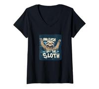 Womens Cool Sloth Speech for Unleash the Sloth Lovers V-Neck T-Shirt