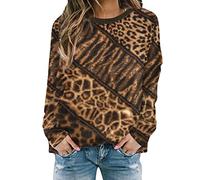 Womens Cool Sport Sweatshirts for Women Leopard Long Sleeve Backwoods Clothes Ethnic Color Block Round Neck Aztec with Designs Hoodies Personalized Cotton Sweatshirts Fashion 2024
