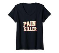 Women's Cool Statement Costume with This Pain Killer Look V-Neck T-Shirt