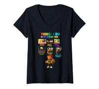 Womens Cool Things I Do in My Spare Time with Chickens Illustration V-Neck T-Shirt
