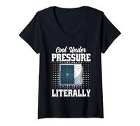 Womens Cool Under Pressure Literally - Fun Tee HVAC Technician V-Neck T-Shirt