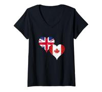 Womens Cool Union Jack Canada Flag for Proud Canadian British Pride V-Neck T-Shirt