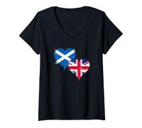 Women's Cool Union Jack Scottish Flag for British Pride Scotland UK V-Neck T-Shirt
