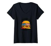 Womens Cool US Patty for Burger and Fast Food Lovers V-Neck T-Shirt