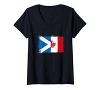 Womens Cool Vintage Scotland Canada Flag A Proud Scottish Canadian V-Neck T-Shirt