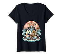 Womens Cool Zeus Gangsta Thunder God Greek Religion V-Neck T-Shirt