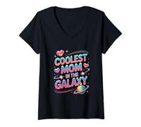 Women's Coolest Mom in The Galaxy Cosmic Space Mother's Day V-Neck T-Shirt