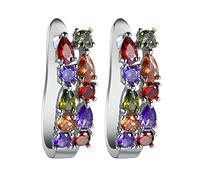 Women's Copper Ear Buckle Jewelry Explosive Accessories electroplated Color Zircon Earrings Female