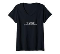 Womens Copyright 2000 Birth Year 2000 Funny Born in 2000 Birthday V-Neck T-Shirt