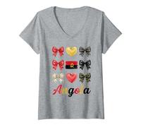 Women's Coquette Angola Flag Angolan Girls V-Neck T-Shirt