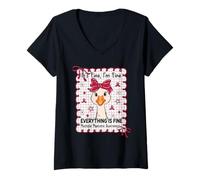 Women's Coquette Goose Its Fine I'm Fine Multiple Myeloma Awareness V-Neck T-Shirt