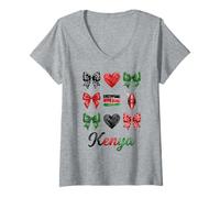 Women's Coquette Kenya Flag Kenyan Girls V-Neck T-Shirt