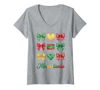 Women's Coquette Mauritania Flag Mauritanian Girls V-Neck T-Shirt