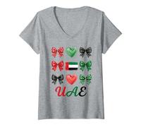 Women's Coquette United Arab Emirates Flag Emirati Girls V-Neck T-Shirt