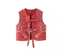 Women's Coquette Y2K Vest Floral Fairycore Cardigan Bow Tie Front Aesthetic Sweater Cottagecore Kawaii Clothing, Red, L