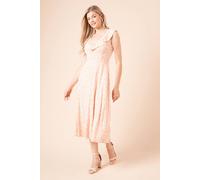 Womens Coral Animal Frill Neck Empire Midi Dress Animal 14