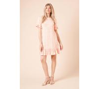 Womens Coral Animal Short Sleeve Frill Hem Mini Dress Animal 16
