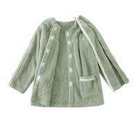 Womens Coral Fleece Post Surgery Tearaway Top Double Zipper Long Sleeve Nursing Paralysis Elderly Clothing (Color : Green, Size : L)