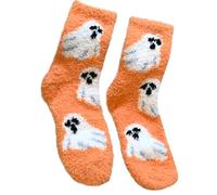 Women's Coral Fleece Socks For Halloween Festivities Pumpkin Ghostly Witch Hat Printed Cozy Fuzzy Slipper Ankle Warm Autumn Winter