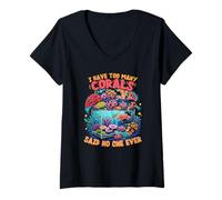 Womens Coral Fragging Too Many Corals V-Neck T-Shirt