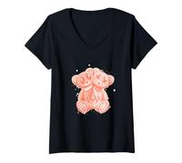 Womens Coral My Own Twin Coral Color Graphic V-Neck T-Shirt