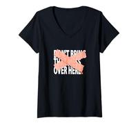 Womens Coral Not Over Here Coral Color Graphic V-Neck T-Shirt