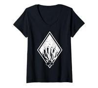 Womens Coral Reef Vintage Ocean Scene Marine Nature Retro Style V-Neck T-Shirt
