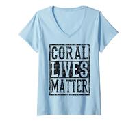 Womens Coral Reefs Matter Ocean Conservation Marine Life Awareness V-Neck T-Shirt