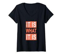 Womens Coral What It is Coral Color Graphic V-Neck T-Shirt