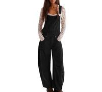 Womens Corduroy Dungarees Adjustbable Straps Bib Overalls with Pockets Winter Straight Leg Jumpsuits Playsuit Ladies Sleeveless One Piece Casual Trousers