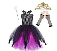 Women's Corduroy Girls Shaggy Dress Kids Halloween Cosplay Dress Up Sea Witch Costume N Roll Dress Girls (Purple, 10-12 Years)