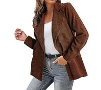 Womens Corduroy Jackets Business Office Work Blazer Jacket Fall Winter Casual Ribbed Knitted Oversized Long Sleeve Notched Lapel Open Front OL Suit Jacket Coats Cardigan Outerwear