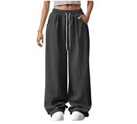 Womens Corduroy Joggers,High Waist Elastic Wasited Drawstring Jogging Straight Wide Leg Plain Trousers Ladies Autumn Winter Gym Sport Long Bottoms Casual Sweatpant Lounge Pants with Pockets S-XXL