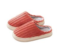 Women's Corduroy Slippers Lightweight Comfortable Memory Foam Slip on Plush House Slippers Cuddly Warm Winter Bedroom Indoor House Shoes for Diabetic Swollen Feet Size 7 Red