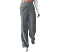 Womens Corduroy Trousers Elastic High Waist Harem Pants Loose Casual Lounge Trousers Plain Workout Tracksuit Bottoms Full Length Ladies Straight Leg Pants with Pockets