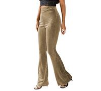 Womens Corduroy Yoga Pants Y2K Bootcut Velvet High Waist Bell Bottom Vintage Wide Leg Palazzo Flare Trousers Workout Tummy Control Pants (Khaki, XXL)