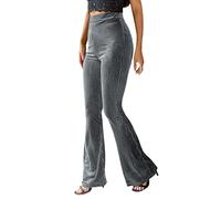 Womens Corduroy Yoga Pants Y2K Bootcut Velvet High Waist Bell Bottom Vintage Wide Leg Palazzo Flare Trousers Workout Tummy Control Pants (Dark Grey, XXL)