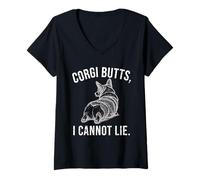 Womens Corgi Butts I Cannot Lie Funny Dog Butt Owner Gift V-Neck T-Shirt