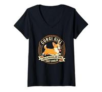 Women's Corgi Girl, Like A Regular Girl Only Cooler - Corgi Dog V-Neck T-Shirt